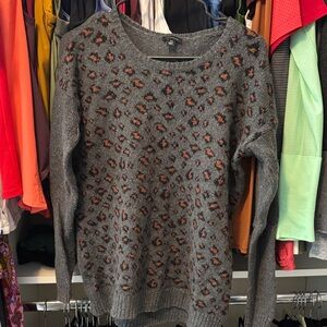 Ann Taylor Gray and Brown Patterned Sweater